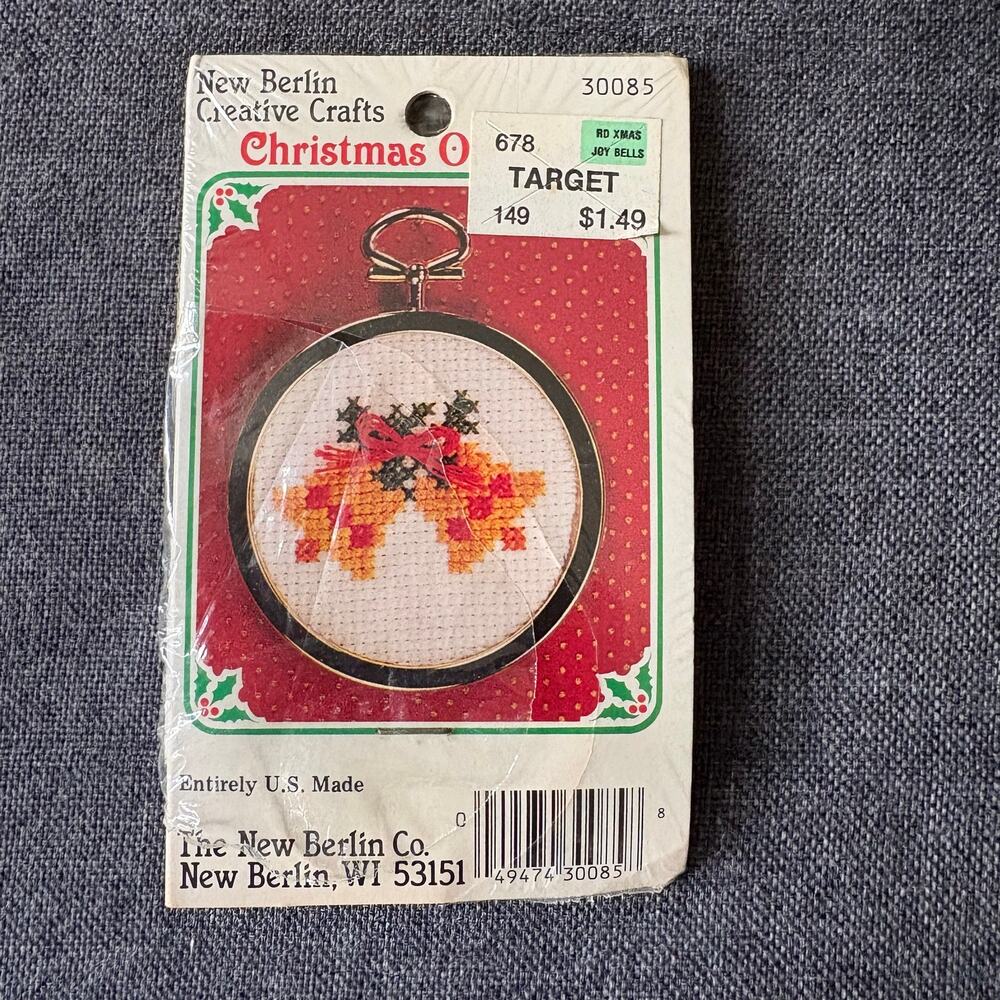 Bells Christmas Ornament Vintage Counted Cross Stitch Kit by New Berlin Co.
